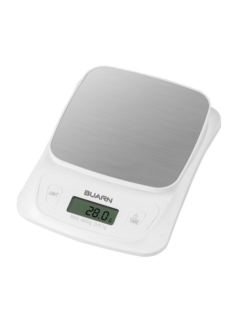 BUARN PROFESSIONAL Digital Kitchen Scale with Stainless Steel Design, Multiple Weight Units, Overload and Low Battery Indicators, Compact and Lightweight – Model BDC-T06C  - Image 1