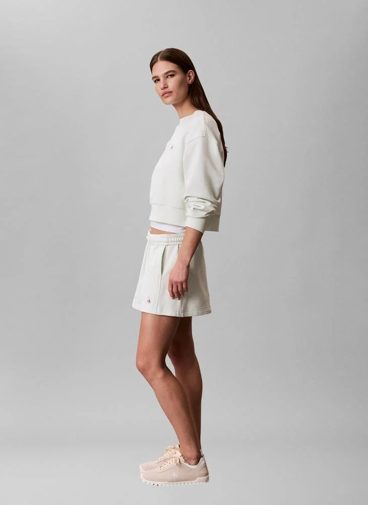 Calvin Klein Jeans Phantom Green Woven Label Crew Neck Sweatshirt for Women | Best Price UAE