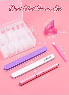 TsMADDTs L Forms Set,Tsmaddts 120 Pcs Clear Nail Extension Forms Coffin Nail Gel Forms With Nail Clips Nail Gel Brush Picker Nail Files Buffer Cuticle Pushers,Gel Nail Mold Kit  - Image 2