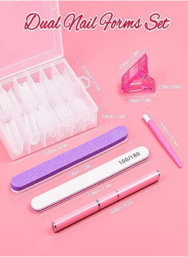 TsMADDTs L Forms Set,Tsmaddts 120 Pcs Clear Nail Extension Forms Coffin Nail Gel Forms With Nail Clips Nail Gel Brush Picker Nail Files Buffer Cuticle Pushers,Gel Nail Mold Kit  - Image 2