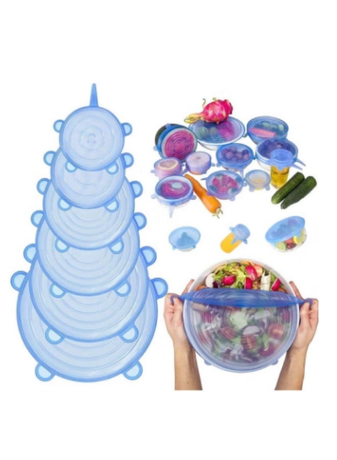 أغطية سيليكون مرنة متعددة الاستخدام – 6 مقاسات مختلفة – أغطية حفظ طعام قابلة لإعادة الاستخدام ومتعددة الألوان – لحفظ الفواكه والخضروات والأطباق والأكواب بإحكام - Image 5