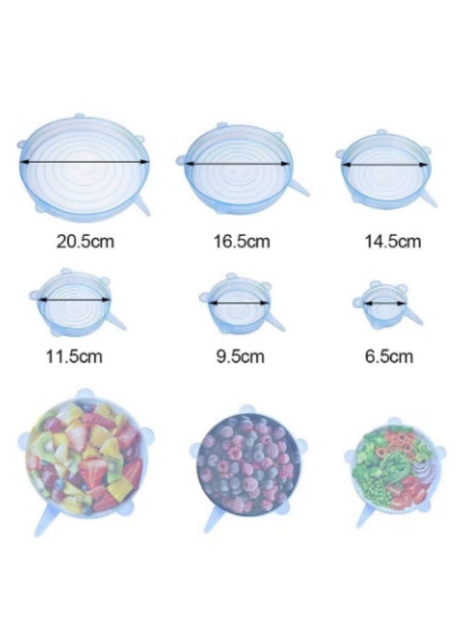 أغطية سيليكون مرنة متعددة الاستخدام – 6 مقاسات مختلفة – أغطية حفظ طعام قابلة لإعادة الاستخدام ومتعددة الألوان – لحفظ الفواكه والخضروات والأطباق والأكواب بإحكام - Image 2