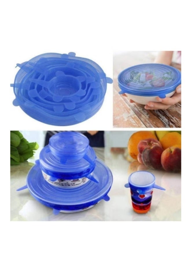 أغطية سيليكون مرنة متعددة الاستخدام – 6 مقاسات مختلفة – أغطية حفظ طعام قابلة لإعادة الاستخدام ومتعددة الألوان – لحفظ الفواكه والخضروات والأطباق والأكواب بإحكام - Image 4