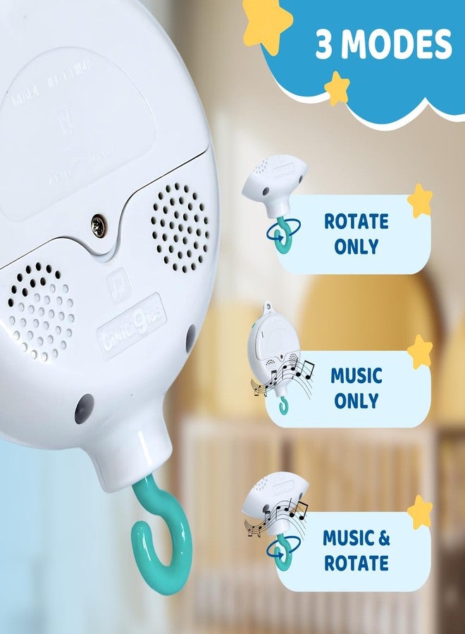 TINITIGIES Crib Mobile Motor - Baby Mobile Spinner Box with 3 Modes (Turn & Music, Turn Only, Music Only) Plays 12 Piano Lullabies (30 Min Auto Off) - Holder for DIY Clamp Mobile - Image 2