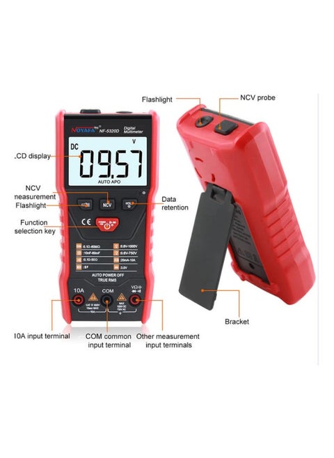 Noyafa Digital Multimeter TRMS 6000 Counts Auto-Ranging DMM, Measures DC/AC High Voltage Current Resistance Diode Capacitor NF-5320D