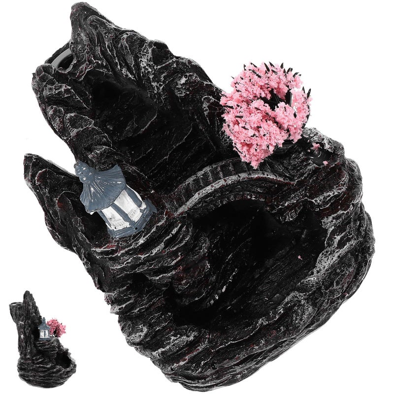 Pink Resin Backflow Incense Holder Waterfall Design Office Desk Portable Burner Decor - Image 2