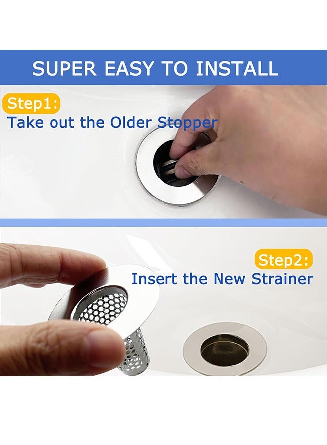 3PCS Bathroom Sink Drain Strainers for 1.2"-1.6" Drain Hole,1" Small Conical Premium Stainless Steel Bathtub Drain Cover Hair Catcher - Image 3