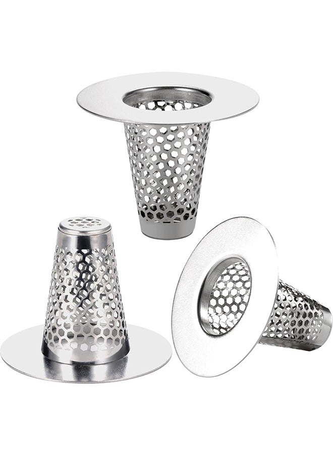3PCS Bathroom Sink Drain Strainers for 1.2"-1.6" Drain Hole,1" Small Conical Premium Stainless Steel Bathtub Drain Cover Hair Catcher - Image 1