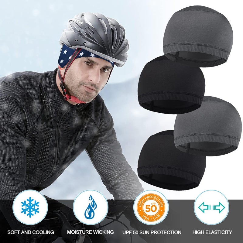 vidsel Skull Cap Helmet Liner Hard Hat Liner Running Beanie Head Wrap Bicycle Football Sweat Wicking Cycling Caps for Men Women - Image 4