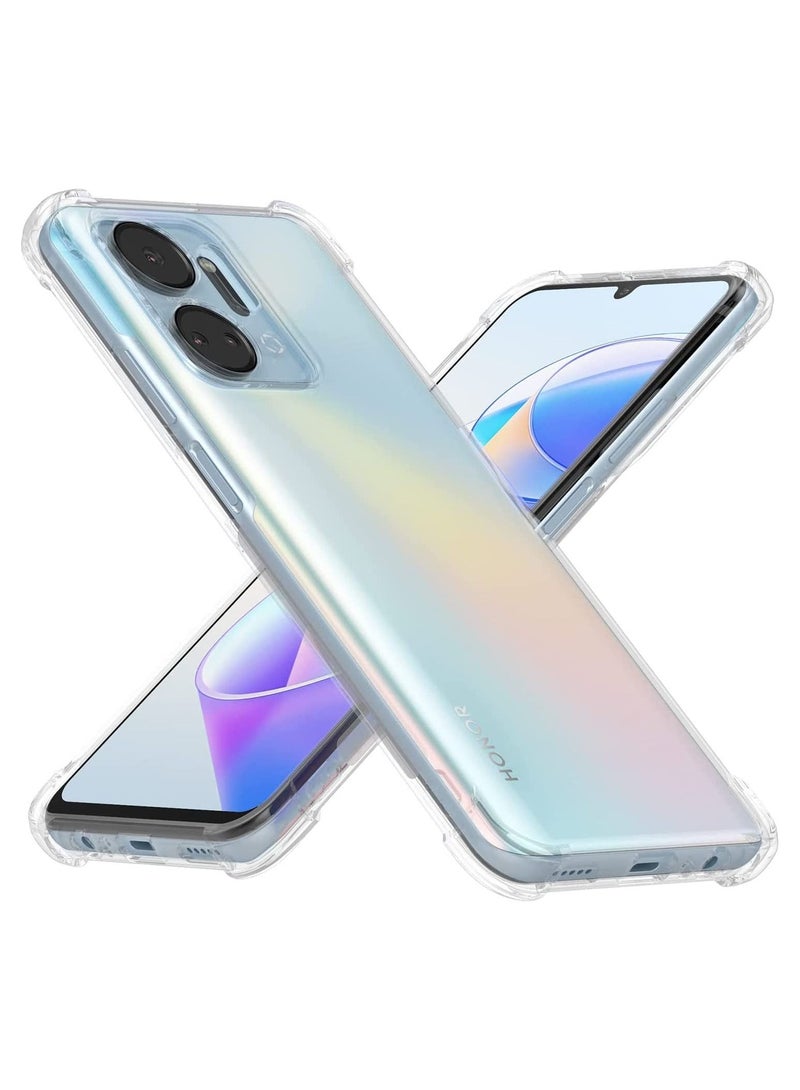 HuHa Honor X7a Clear Case Cover Shockproof flexible Silicone Bumper Cover Transparent Anti scratch TPU Full Camera Protection designed for Honor X7a