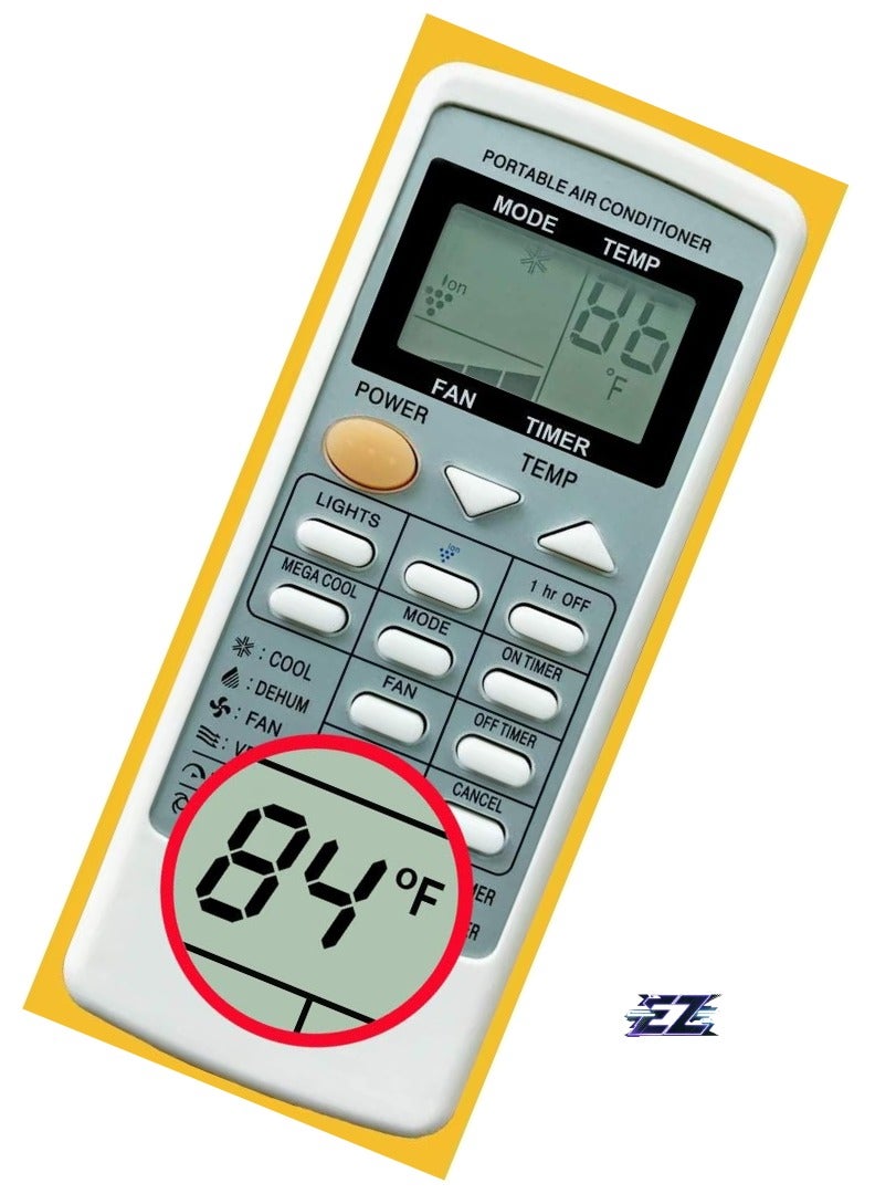 Replacement Remote Control for Sharp Portable Air Conditioner CRMC-A705JBEZ, CV-P09LV, AY-A9GR, CV-2P10SC, CV-P09LX, CV-P10LC, CV-P10MC, CV-P10NC, CVP10NC-D, CVP10NC-R, CV-P10PC, CVP10PC-D, CVP10PC-R with Battery