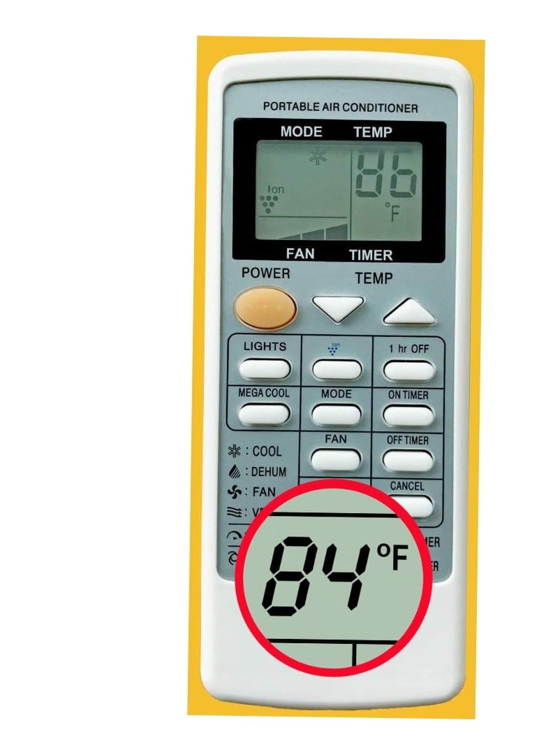 Replacement Remote Control for Sharp Portable Air Conditioner CRMC-A705JBEZ, CV-P09LV, AY-A9GR, CV-2P10SC, CV-P09LX, CV-P10LC, CV-P10MC, CV-P10NC, CVP10NC-D, CVP10NC-R, CV-P10PC, CVP10PC-D, CVP10PC-R with Battery