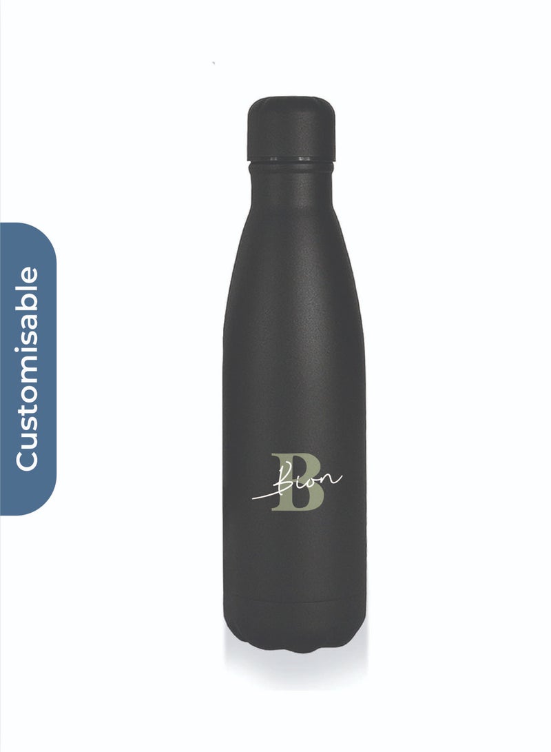 giftology Personalised RONDA - Stone Touch Insulated Water Bottle - Black - Image 2