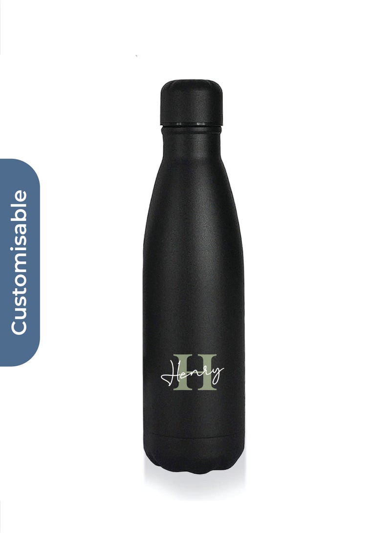 giftology Personalised RONDA - Stone Touch Insulated Water Bottle - Black - Image 1