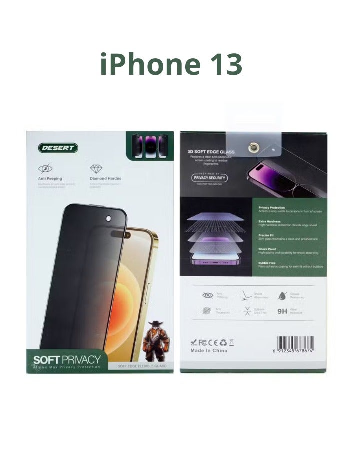 Desert Diamond Hardness Soft Privacy Screen Protector for iPhone 13  , Anti-Spying - Image 4