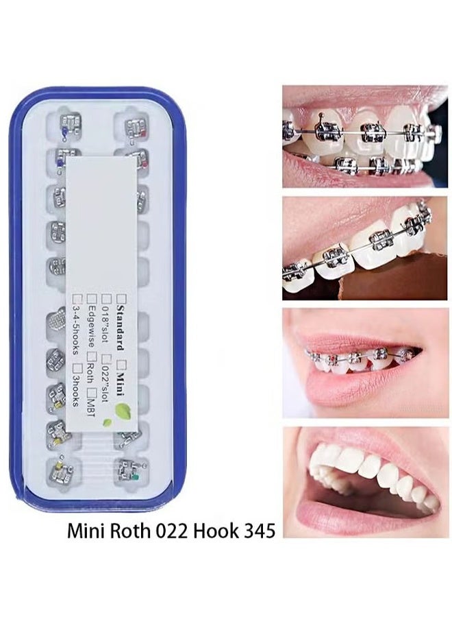 Generic 20 Pieces Orthodontic Brackets for Teeth, Mini Straight Wire Brackets, Metal Brackets, 022 Roth Mini 345 with Hook, Slot Glueable  - Image 1