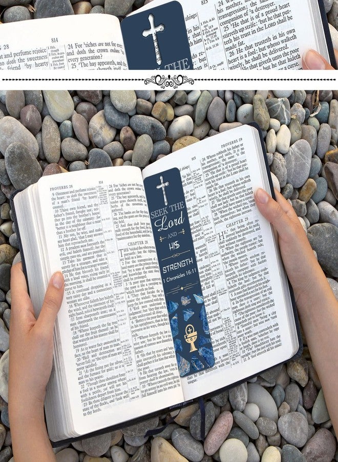 Epakh 120 Pieces Bible Verses Bookmarks with Hollow Cross Christian Gift for Church Inspirational Religious Bookmarks Gifts Reading Reward Scripture, 30 Style(Marble Style) - Image 4