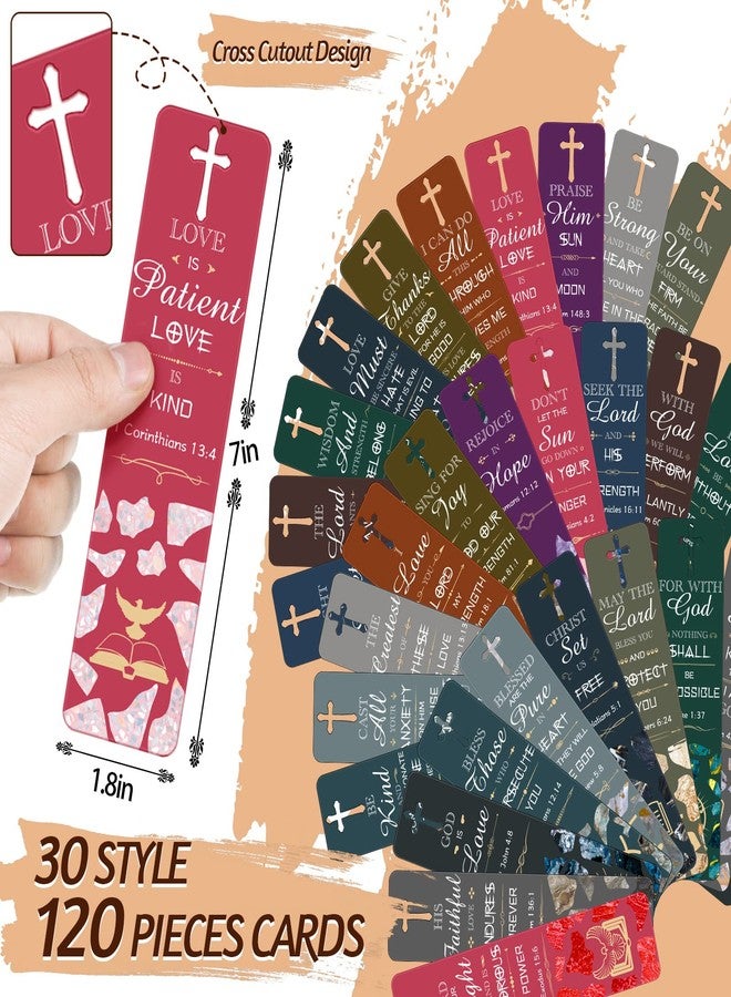 Epakh 120 Pieces Bible Verses Bookmarks with Hollow Cross Christian Gift for Church Inspirational Religious Bookmarks Gifts Reading Reward Scripture, 30 Style(Marble Style) - Image 2