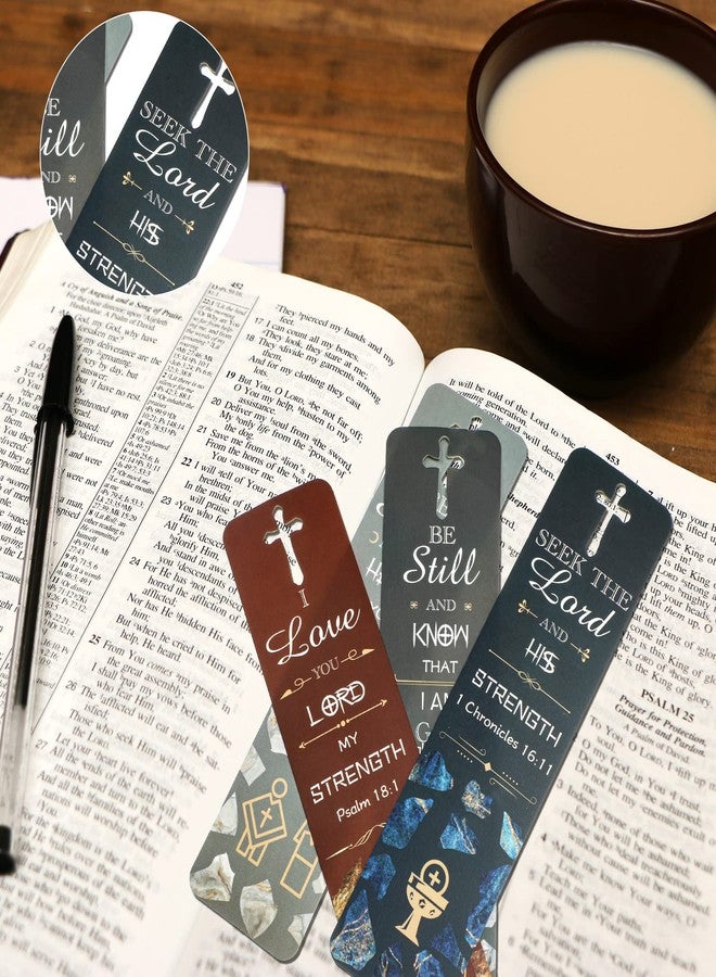 Epakh 120 Pieces Bible Verses Bookmarks with Hollow Cross Christian Gift for Church Inspirational Religious Bookmarks Gifts Reading Reward Scripture, 30 Style(Marble Style) - Image 5