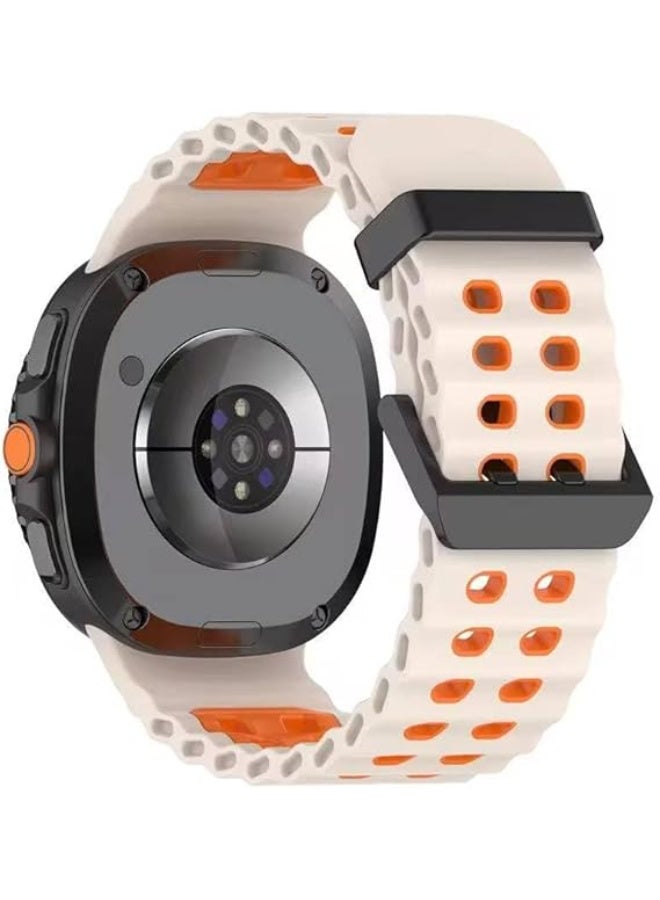 Sport Silicone Bands for Samsung Galaxy Watch 8 Band 40mm /44mm/8 Classic 46mm, One Click No Gap Soft Sport Waterproof Strap for Samsung Galaxy Watch 8 Classic Band 46mm (Starlight Orange) - Image 4