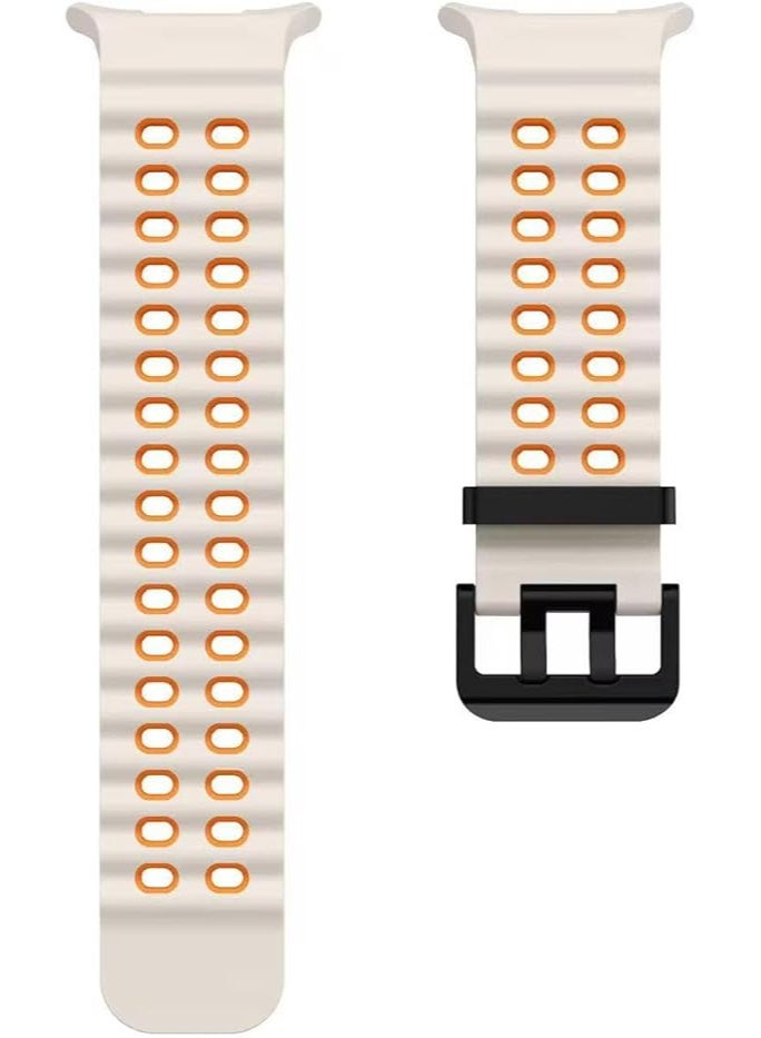 Sport Silicone Bands for Samsung Galaxy Watch 8 Band 40mm /44mm/8 Classic 46mm, One Click No Gap Soft Sport Waterproof Strap for Samsung Galaxy Watch 8 Classic Band 46mm (Starlight Orange) - Image 3