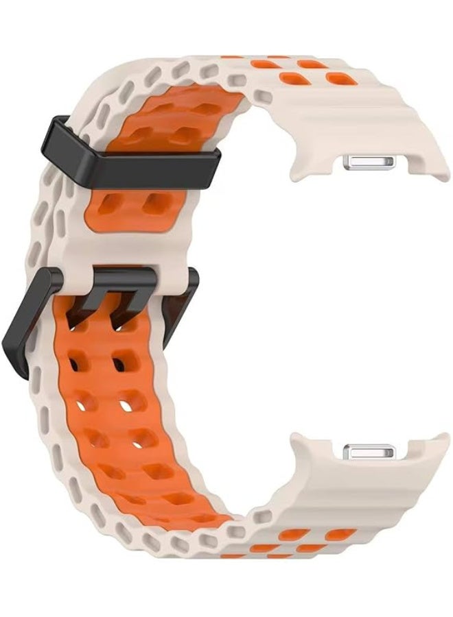 Sport Silicone Bands for Samsung Galaxy Watch 8 Band 40mm /44mm/8 Classic 46mm, One Click No Gap Soft Sport Waterproof Strap for Samsung Galaxy Watch 8 Classic Band 46mm (Starlight Orange) - Image 5