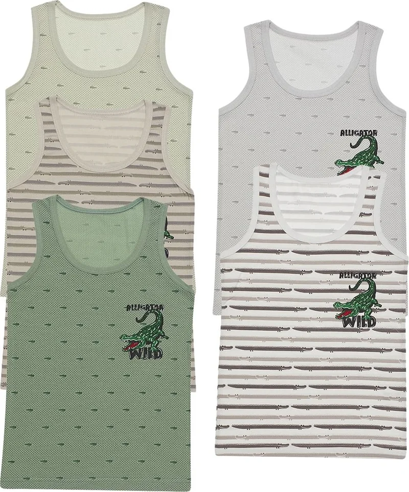 دونيلا 5-Pack Colorful Crocodile Printed Boys Undershirt - 771306B