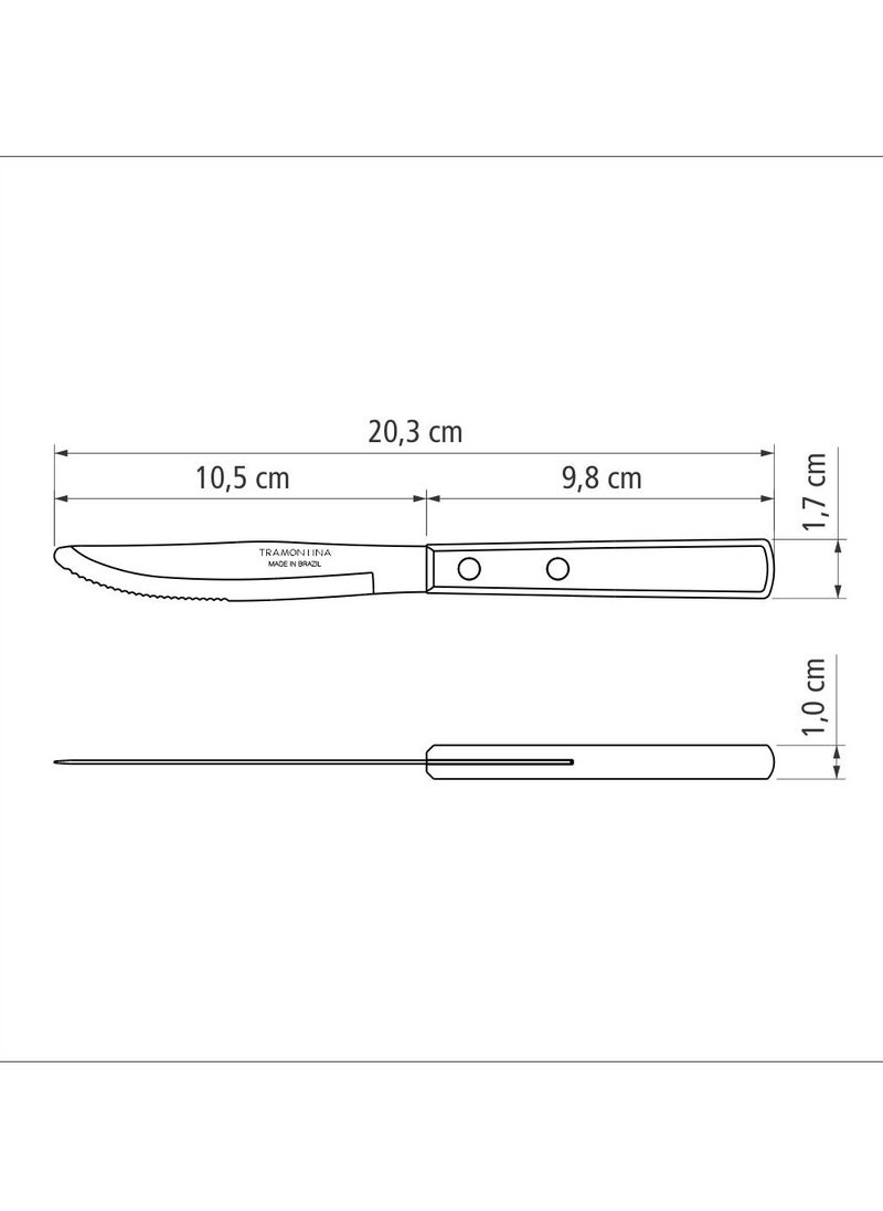 TRAMONTINA - Since 1911,Made in Brazil- Polywood 4 Inches Table Knife with Stainless Steel Blade and Brown Dishwasher Safe Treated Handle - Image 1