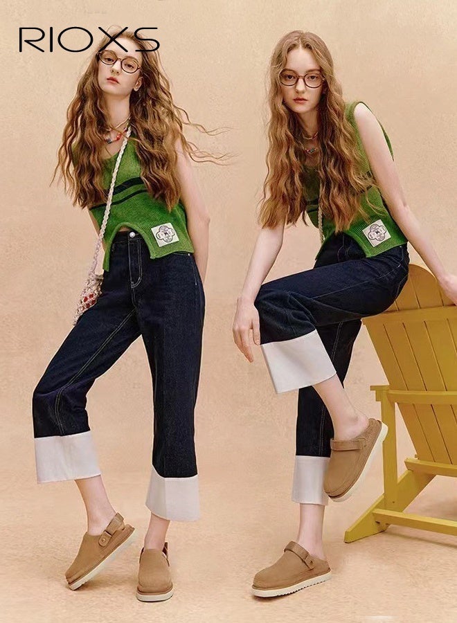 ريوكس أحذية النساء المطاطية، أحذية ملابس للنساء، أحذية ملابس ذات منصات وجلد، أحذية مطاطية مع حزام قابل للتعديل، أحذية ناعمة خفيفة الوزن ذات أرجل سميكة ومصنوعة من جلد، أحذية مقاومة للانزلاق بحلقات عند الأصابع، أحذية جلدية تدعم القوس للاستخدام في البستنة/مشي الكلب/الجري/الاسترخاء في المنزل، أحذية صفراء عصرية - Image 3