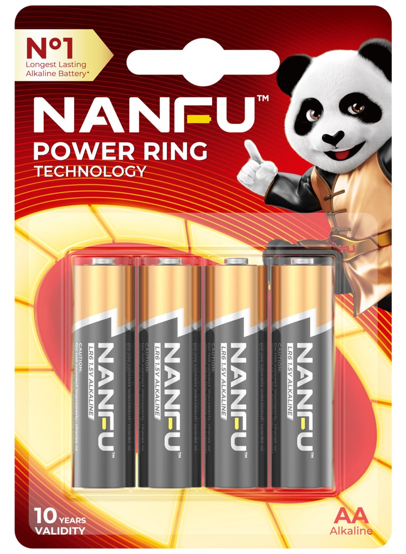 نانفو Nanfu البطاريات القلوية AA ، 1.5V R6 أطول قوة دائمة ، تصميم مقاوم للتسرب 4 قطع - Image 1