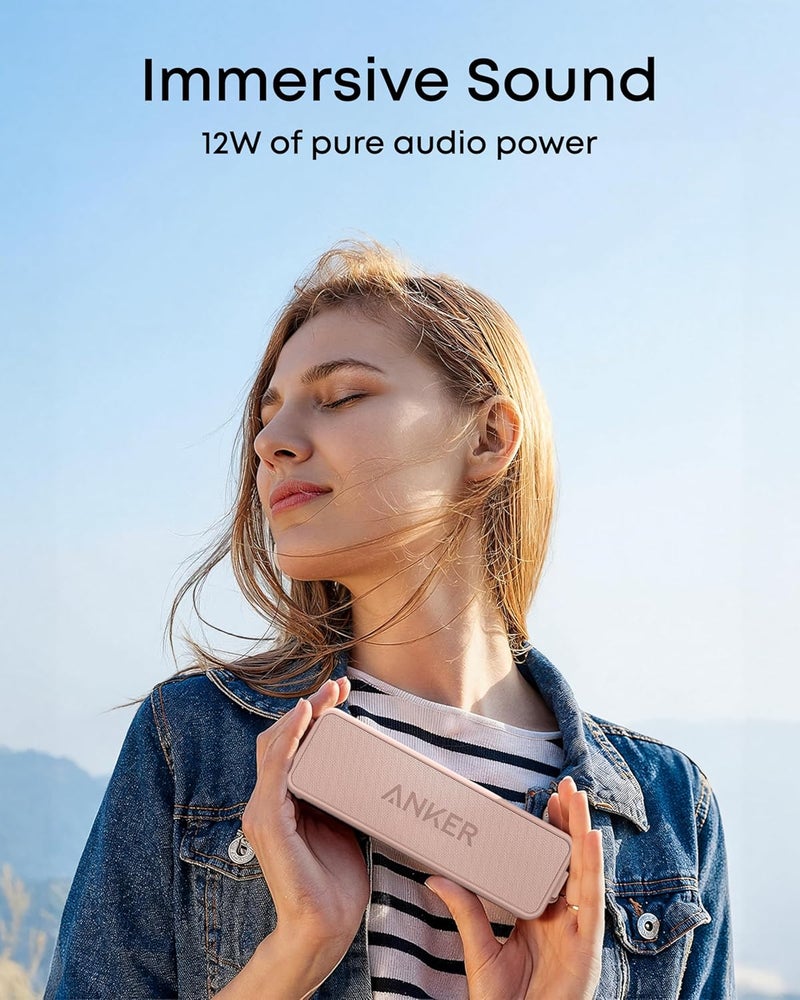 أنكر مكبر صوت بلوتوث محمول Anker Soundcore 2 مع صوت ستيريو بقوة 12 واط، BassUp، مقاوم للماء IPX7، تشغيل لمدة 24 ساعة، إقران ستيريو لاسلكي، مكبر صوت للمنزل، الأماكن الخارجية، السفر - Image 3