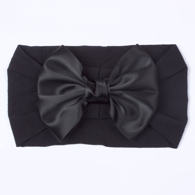 Generic 2023 European and American New Baby Soft Nylon Hair Accessories Girls Wide Edge Bow Stretch Hood Baby Hair Belt Black
