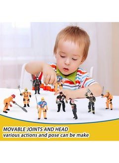 HAPTIME 8 Pieces Firefighter Action Figures, Fireman Toys For 3 4 5 6 7+ Year Old Boys, 4-Inch Toy Figure & Playsets With Accessories, Ideal Gifts For Boys Girls Kids, Christmas Stocking Stuffers Party Favor  - Image 2