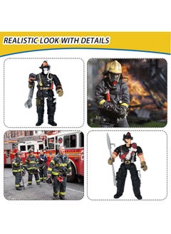 HAPTIME 8 Pieces Firefighter Action Figures, Fireman Toys For 3 4 5 6 7+ Year Old Boys, 4-Inch Toy Figure & Playsets With Accessories, Ideal Gifts For Boys Girls Kids, Christmas Stocking Stuffers Party Favor  - Image 5