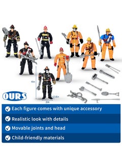 HAPTIME 8 Pieces Firefighter Action Figures, Fireman Toys For 3 4 5 6 7+ Year Old Boys, 4-Inch Toy Figure & Playsets With Accessories, Ideal Gifts For Boys Girls Kids, Christmas Stocking Stuffers Party Favor  - Image 3