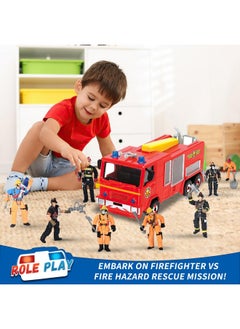 HAPTIME 8 Pieces Firefighter Action Figures, Fireman Toys For 3 4 5 6 7+ Year Old Boys, 4-Inch Toy Figure & Playsets With Accessories, Ideal Gifts For Boys Girls Kids, Christmas Stocking Stuffers Party Favor  - Image 4