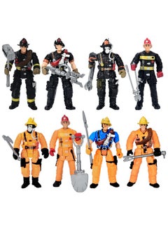 HAPTIME 8 Pieces Firefighter Action Figures, Fireman Toys For 3 4 5 6 7+ Year Old Boys, 4-Inch Toy Figure & Playsets With Accessories, Ideal Gifts For Boys Girls Kids, Christmas Stocking Stuffers Party Favor  - Image 1