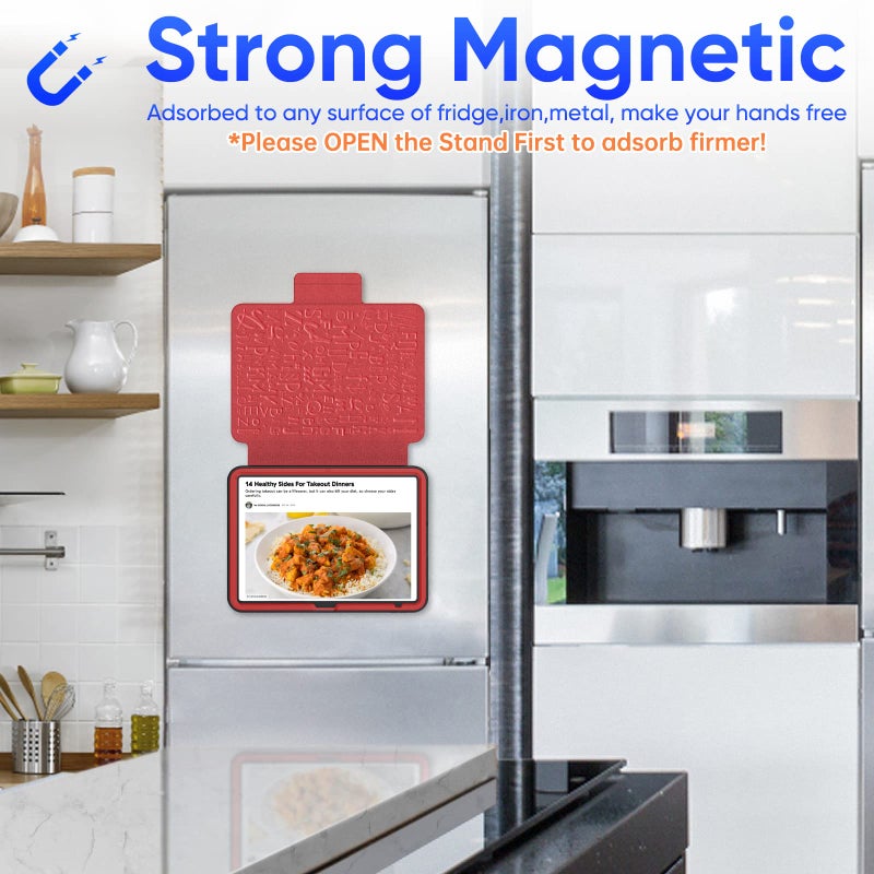 SEYMAC stock Case for iPad (A16) 11th/10th Generation 11''/10.9'', Strong Magnetic Auto Sleep Shockproof Case with Absorbing Multi-Angles Stand, Pen Holder, Card Slot (Red) - Image 3