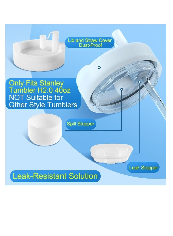 Lid Topper and Straw Cover Cap for Stanley 40 oz, 3 PCS Accessories for Stanley Cup with Handle Quencher H2.0, Include Leak Stopper, Spill Stopper, Dust Proof Cup Accessories Set, White - Image 4