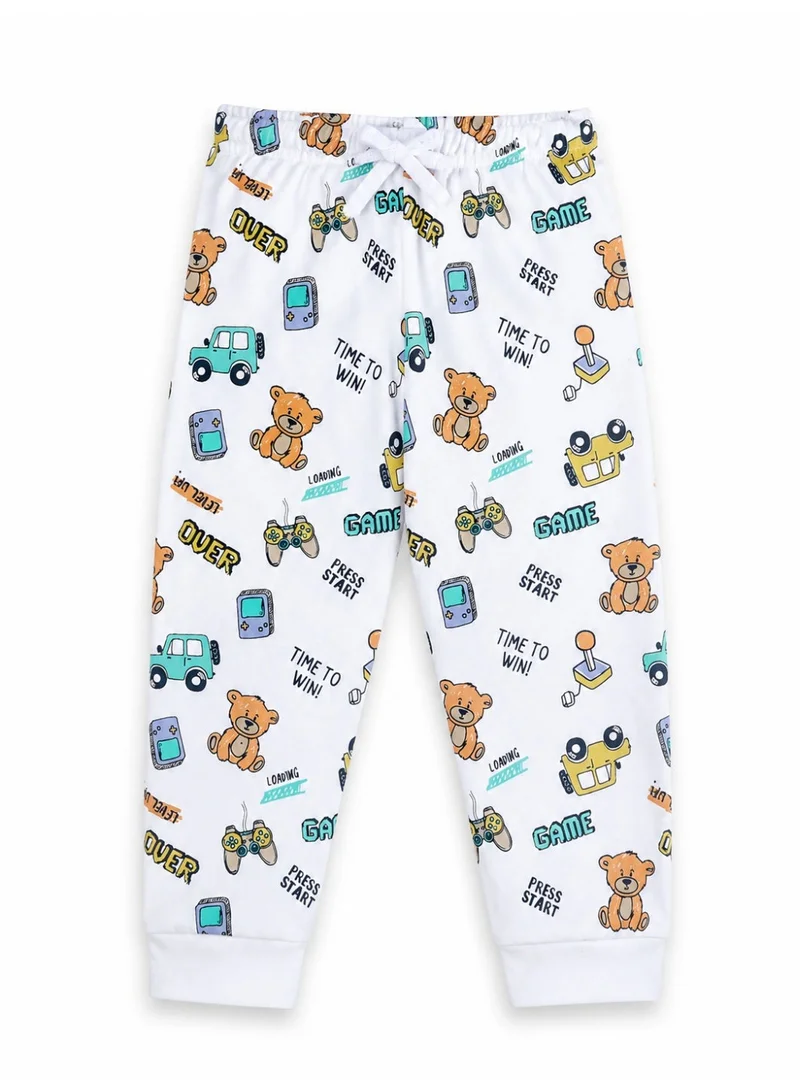 Victor And Jane  Infant Boys Teddy Bear Print Cotton Pajama Set – T-Shirt & Pajama Pants Nightwear for Men | Best Price UAE
