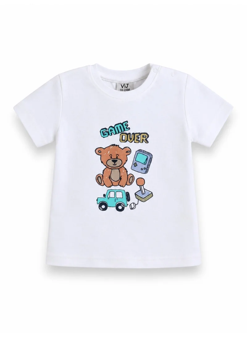 Victor And Jane  Infant Boys Teddy Bear Print Cotton Pajama Set – T-Shirt & Pajama Pants Nightwear for Men | Best Price UAE