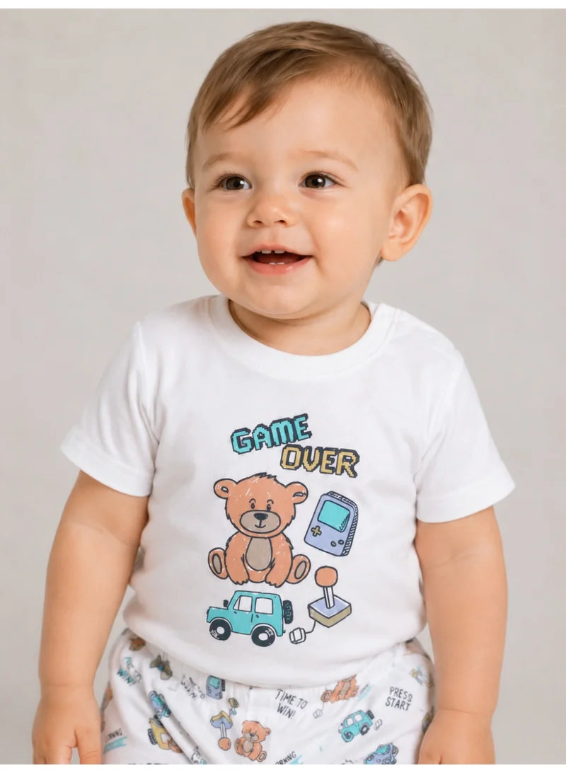 Victor And Jane  Infant Boys Teddy Bear Print Cotton Pajama Set – T-Shirt & Pajama Pants Nightwear for Men | Best Price UAE
