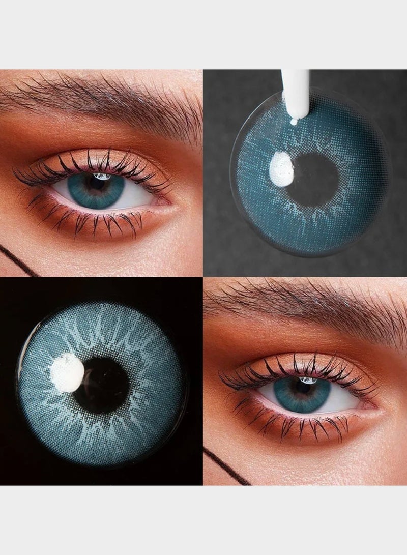 Unibling Steel Velvet Yearly Colored Unisex Cosmetic Contact Lenses, Enlargement Collection, Dark Blue Lenses - Image 3