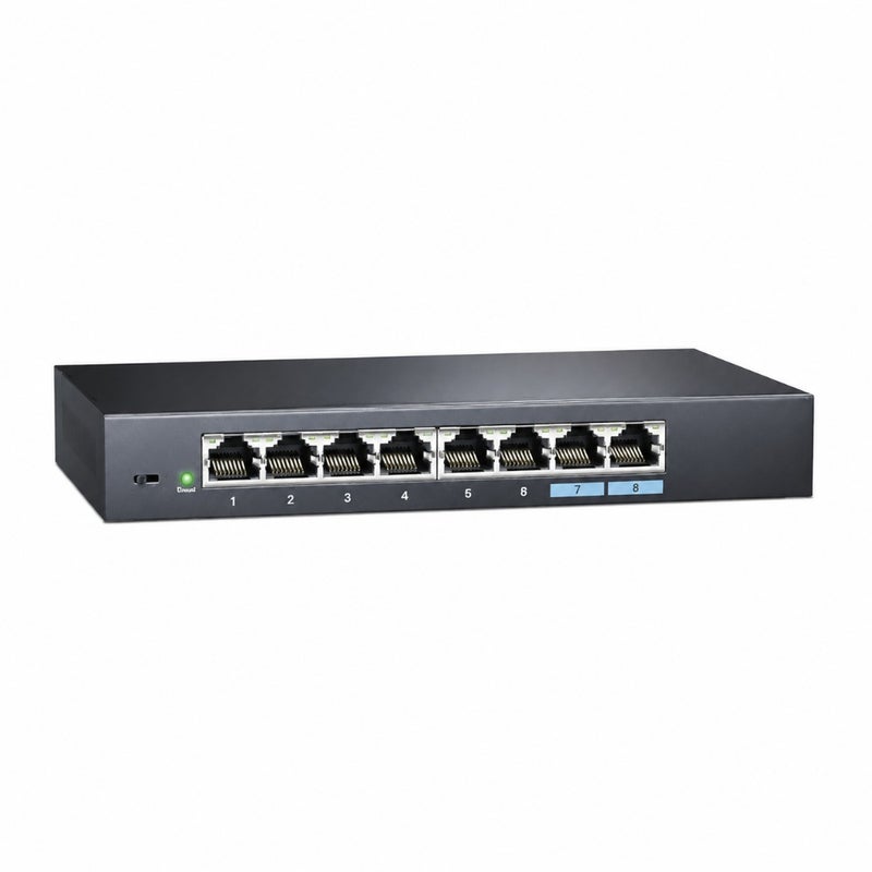 Gaming/NAS/PC use: 2.5Gb unmanaged Ethernet switch, metal housing, black, fanless design with static link aggregation, VLAN support, desktop/wall-mount, lifetime protection - Image 1