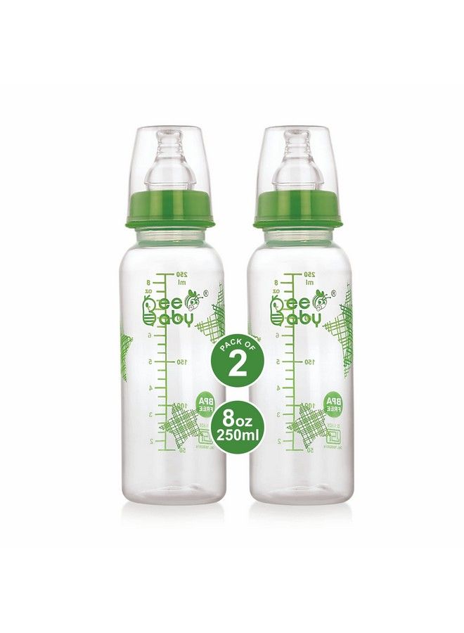 Beebaby Basic Slim Neck Baby Feeding Bottle With Premium Anticolic Comfort Silicone Nipple For New Born Infant Toddler Babies 100% Bpa Free 8 Months + (250 Ml 8 Oz.) (Green) (Pack Of 2) - Image 2