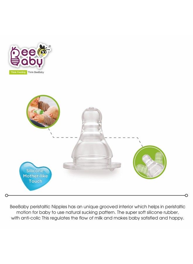 Beebaby Basic Slim Neck Baby Feeding Bottle With Premium Anticolic Comfort Silicone Nipple For New Born Infant Toddler Babies 100% Bpa Free 8 Months + (250 Ml 8 Oz.) (Green) (Pack Of 2) - Image 3