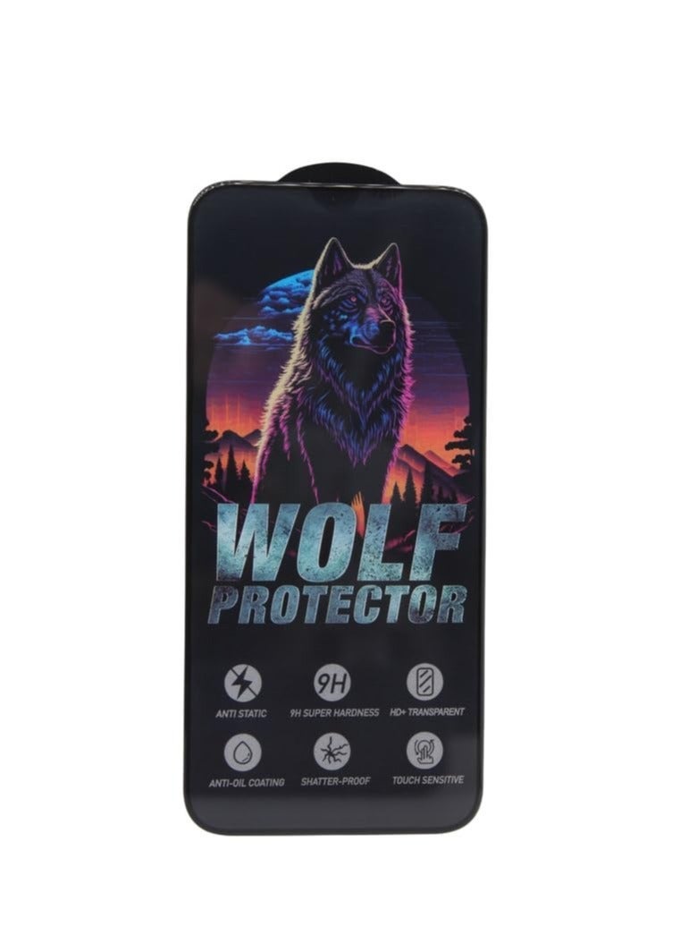 Wolf Protector Design Tempered Glass Screen Protector for Oppo Reno 13 - Clear & Black - Image 1