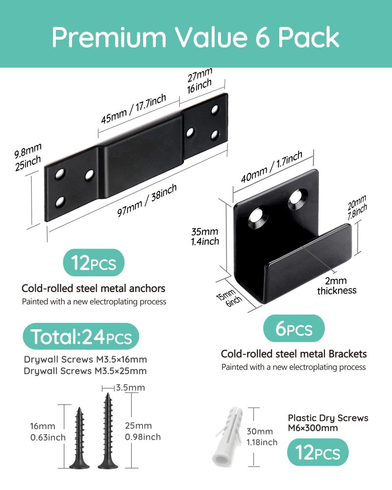 Montane Furniture Wall Anchor Furniture Anchors for Baby Proofing 6 Sets Anti Tip Heavy Duty Bracket Mount for Dresser Bookshelf Cabinet Safety, Keep Baby Child Pet Safety - Image 2