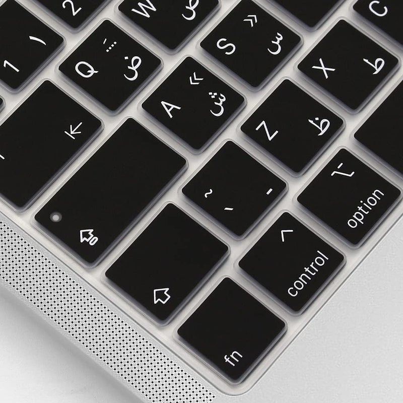 ProElife Ultra Thin Arabic Keyboard Cover Skin for MacBook Pro 13 inch 2020 (Model A2338 M1 Chip and A2251/A2289) and MacBook Pro 16 Inch 2019 (Model A2141) EU/UK Version (Black) - Image 2