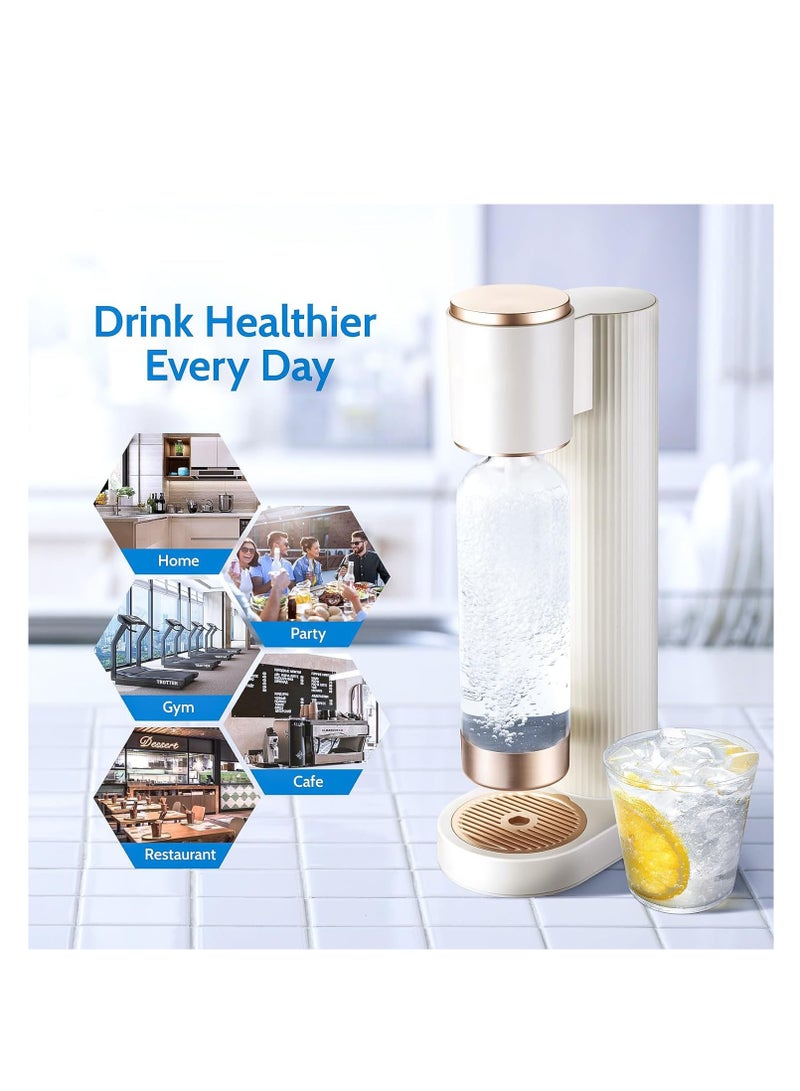 SOLARAE Sparkling Water Maker, Soda Maker Machine for Home, Carbonates All Kinds Of Beverages, with 1l Bpa Carbonating Bottle, Compatible With Any Screw-In 60l Co2 Exchange Carbonator (Not Included) White - Image 3